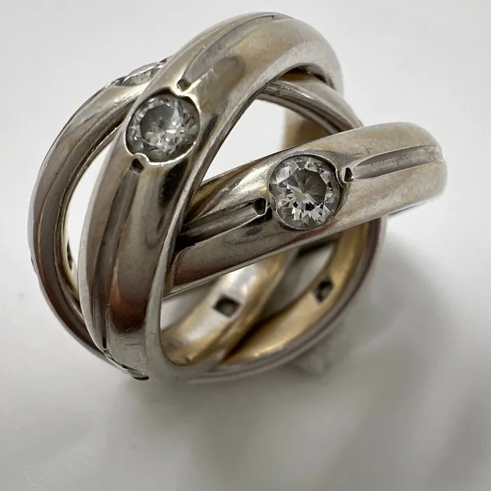PreStyled Sets Jewelry 18K White Gold Rolling Rings with Diamonds