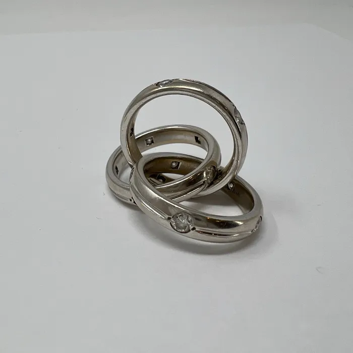 PreStyled Sets Jewelry 18K White Gold Rolling Rings with Diamonds