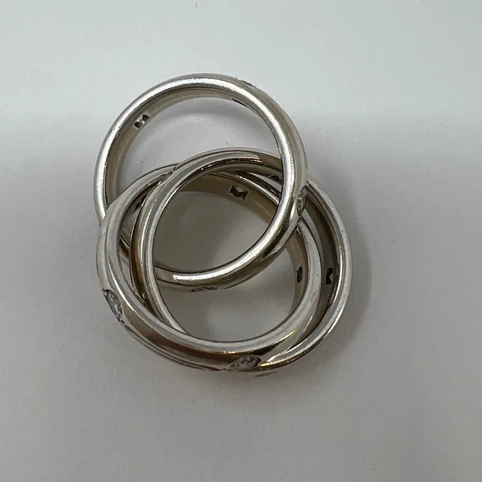 PreStyled Sets Jewelry 18K White Gold Rolling Rings with Diamonds