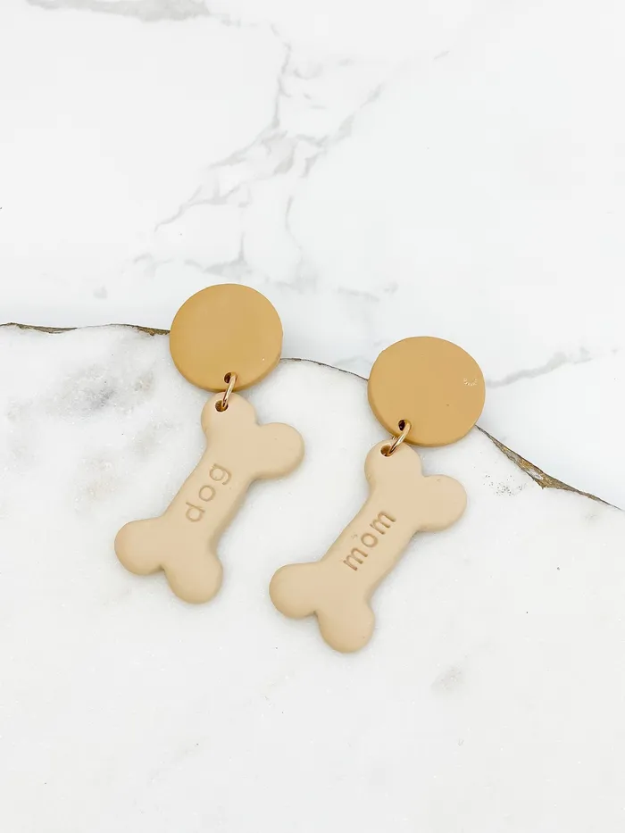 Prep Obsessed FP Earrings Dog Mom Treat Clay Dangle Earrings Brown