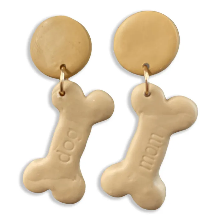 Prep Obsessed FP Earrings Dog Mom Treat Clay Dangle Earrings Brown