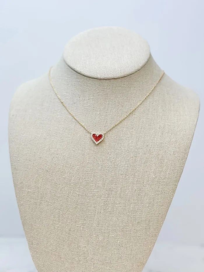 Prep Obsessed PR Necklaces Red Heart Pendant Necklace