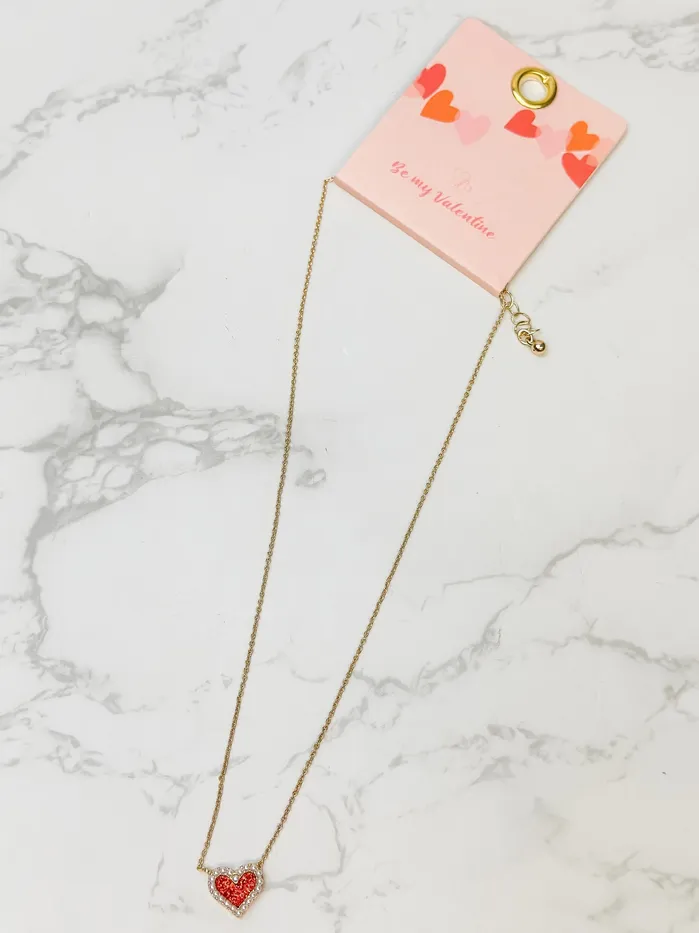 Prep Obsessed PR Necklaces Red Heart Pendant Necklace