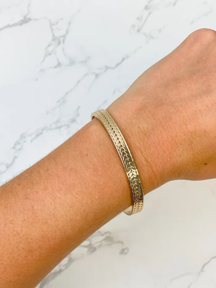 Prep Obsessed PR Textured Metal Cuff Bracelet Gold Bracelets
