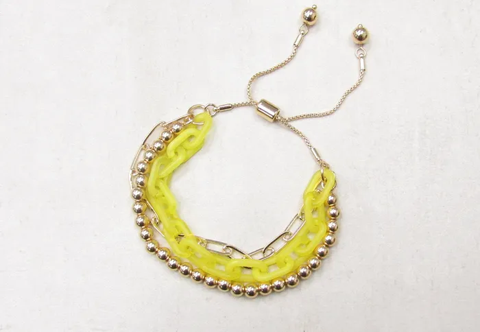 Prep Obsessed RS Bracelets Gold Bead Chunky Chain Layer Bracelet Yellow