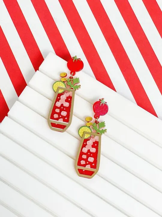 Prep Obsessed VP Earrings Bloody Mary Glitter Dangle Earrings