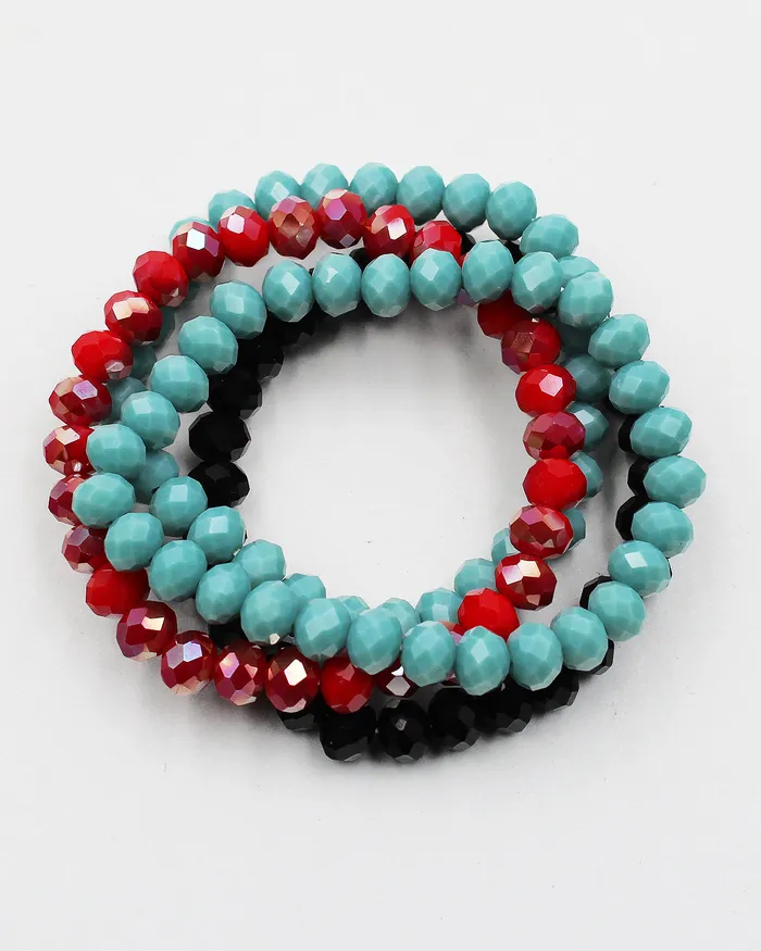 Quadruple Layered Faceted Stretch Bracelet UPDATED092024 Bracelets