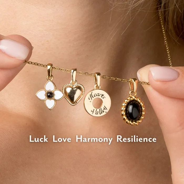 Quatre Charms Necklace Hearts Valley Jewelry Necklaces