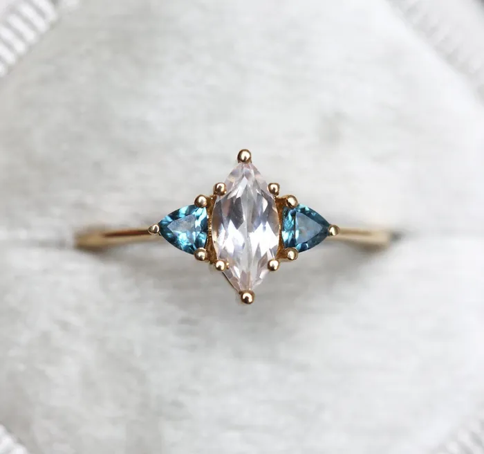 Rain White Sapphire Topaz Ring Capucinne Rings