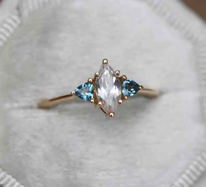 Rain White Sapphire Topaz Ring Capucinne Rings