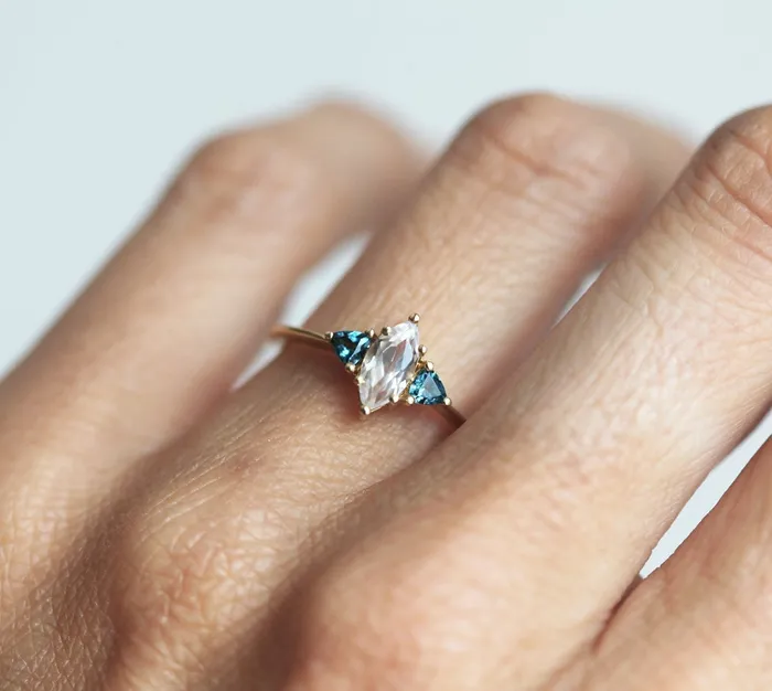 Rain White Sapphire Topaz Ring Capucinne Rings