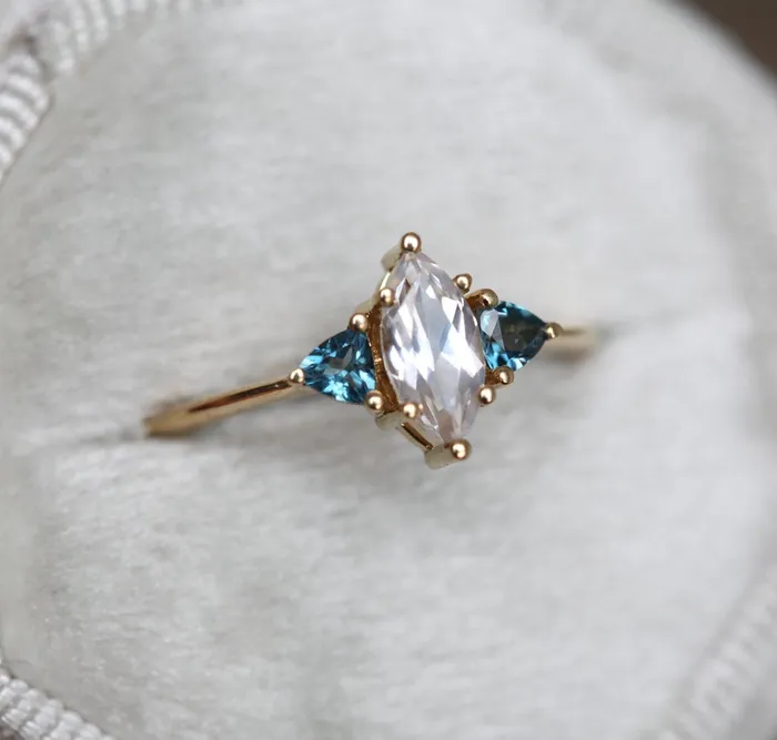 Rain White Sapphire Topaz Ring Capucinne Rings