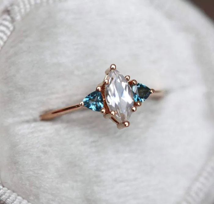 Rain White Sapphire Topaz Ring Capucinne Rings