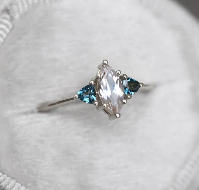 Rain White Sapphire Topaz Ring Capucinne Rings