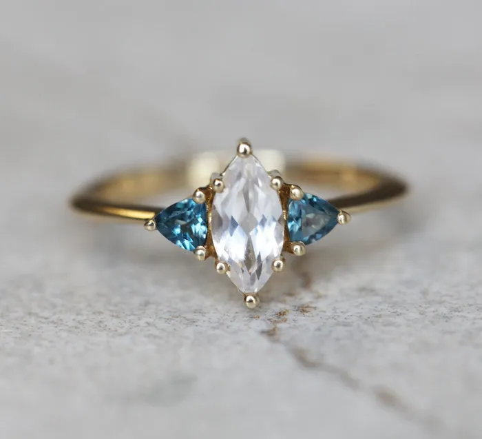 Rain White Sapphire Topaz Ring Capucinne Rings