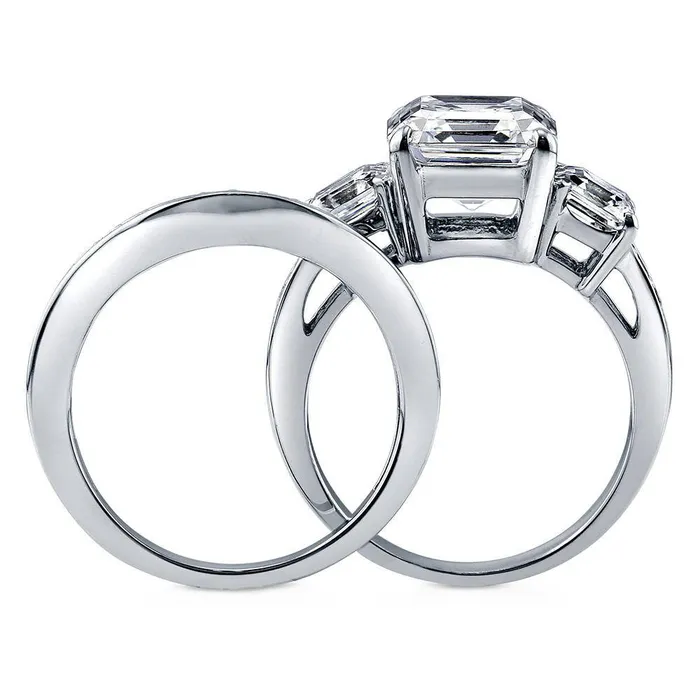 Rings 3Stone 41ct Asscher CZ Ring Set in Sterling Silver BERRICLE