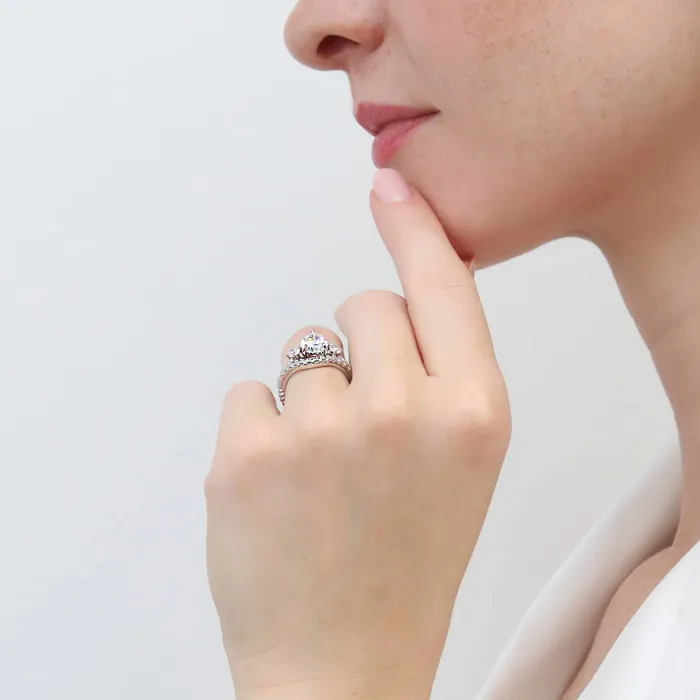Rings 3Stone Woven 18ct Pear CZ Ring Set in Sterling Silver BERRICLE