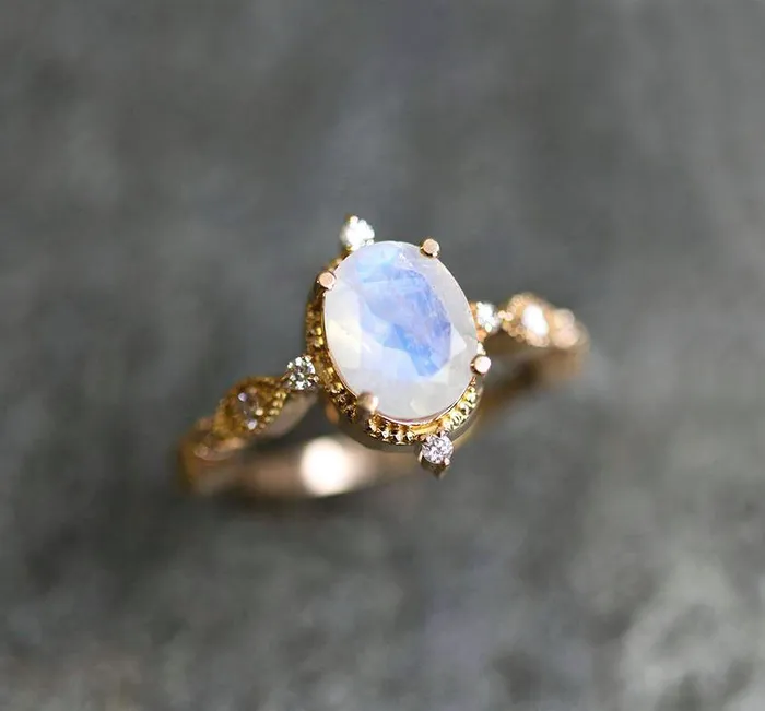 Rings Arya Blue Moonstone Ring Oval Moonstone Ring capucinne
