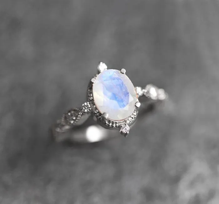 Rings Arya Blue Moonstone Ring Oval Moonstone Ring capucinne