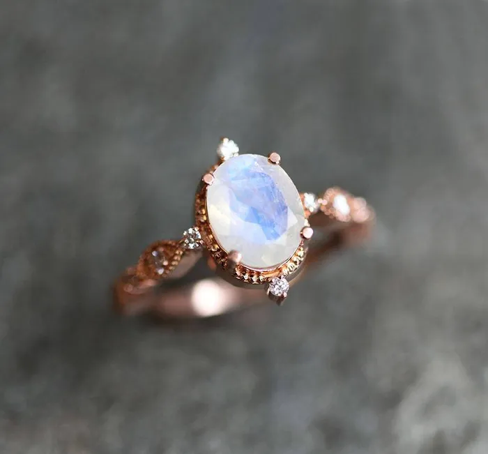 Rings Arya Blue Moonstone Ring Oval Moonstone Ring capucinne