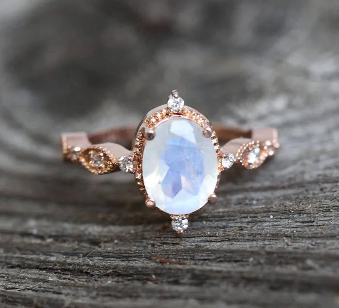 Rings Arya Blue Moonstone Ring Oval Moonstone Ring capucinne