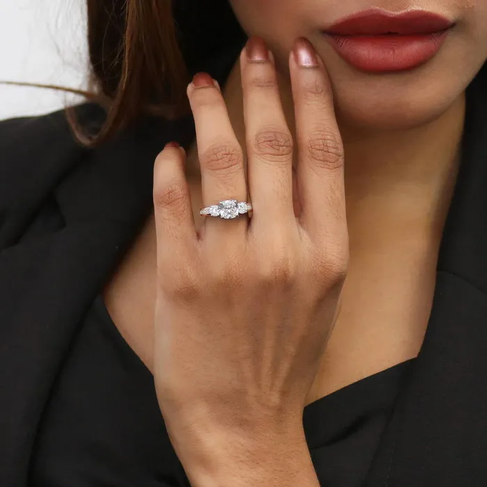 Rings BERRICLE 3Stone 15ct Cushion CZ Ring Set in Sterling Silver