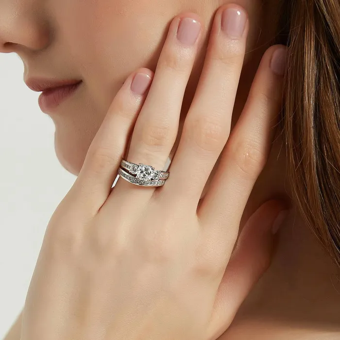 Rings BERRICLE 3Stone 15ct Cushion CZ Ring Set in Sterling Silver