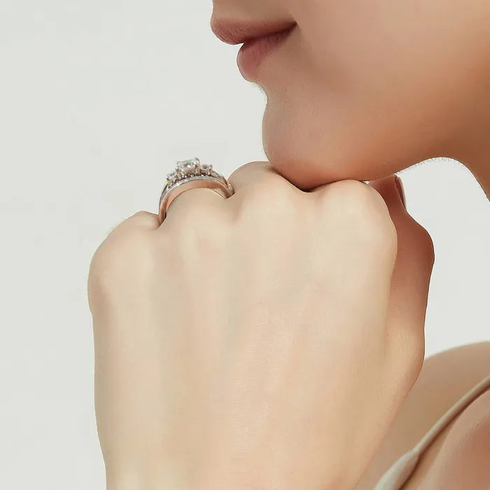 Rings BERRICLE 3Stone 15ct Cushion CZ Ring Set in Sterling Silver