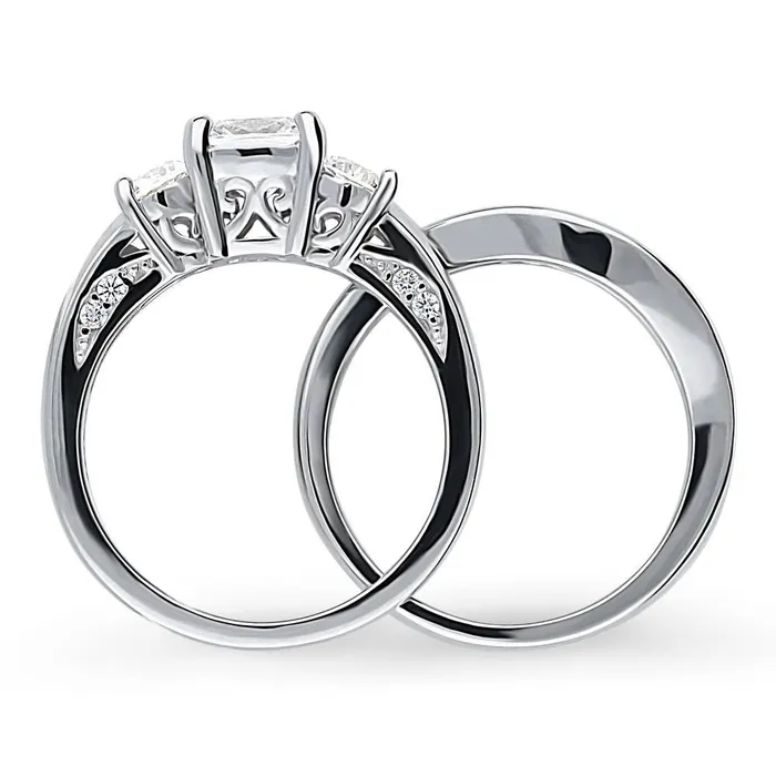 Rings BERRICLE 3Stone 15ct Cushion CZ Ring Set in Sterling Silver