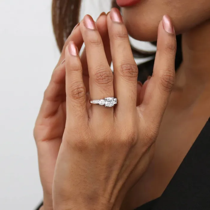 Rings BERRICLE 3Stone 15ct Cushion CZ Ring Set in Sterling Silver