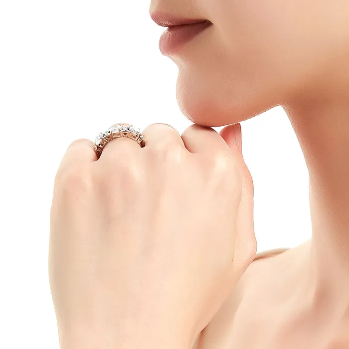 Rings BERRICLE 3Stone Art Deco Oval CZ Ring in Sterling Silver 21ct