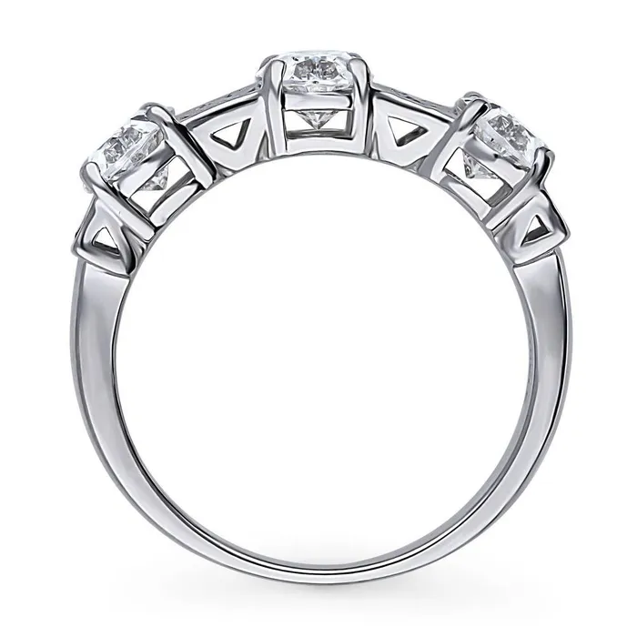 Rings BERRICLE 3Stone Art Deco Oval CZ Ring in Sterling Silver 21ct