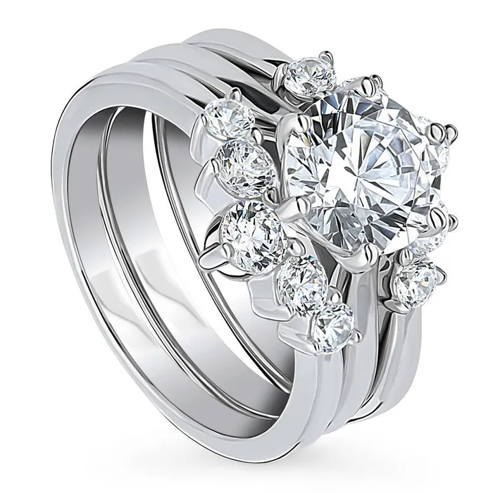 Rings BERRICLE 5Stone Solitaire 2ct CZ Ring Set in Sterling Silver