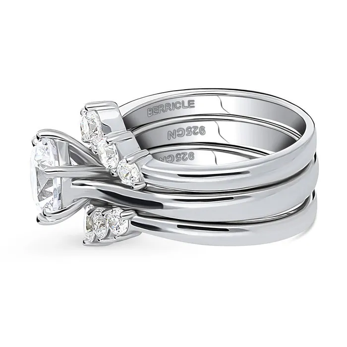 Rings BERRICLE 5Stone Solitaire 2ct CZ Ring Set in Sterling Silver