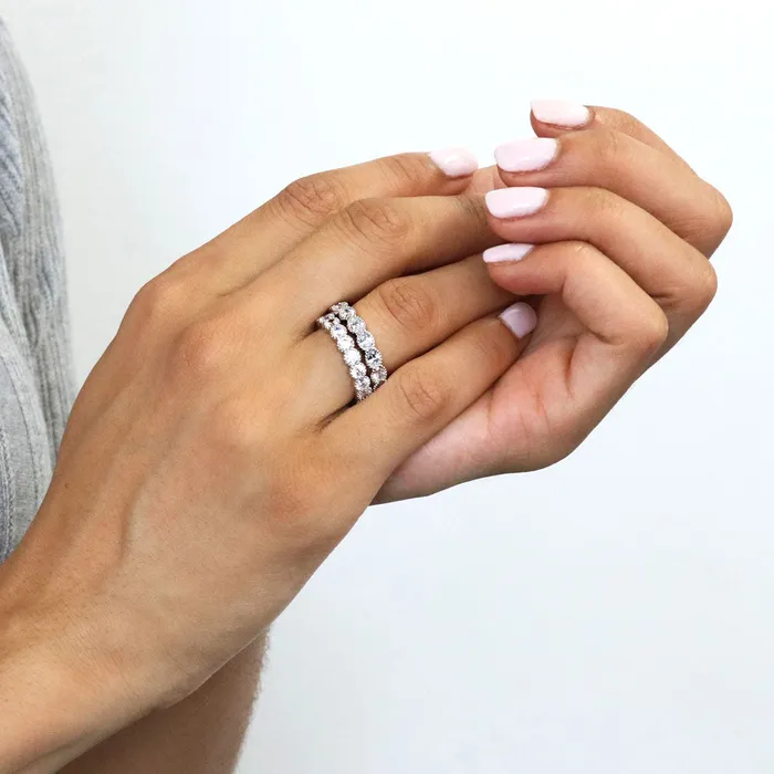 Rings BERRICLE EastWest Milgrain Bezel CZ Eternity Ring Set in Sterling Silver