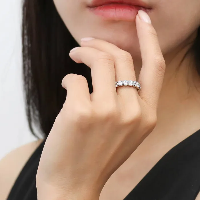Rings BERRICLE EastWest Milgrain Bezel CZ Eternity Ring Set in Sterling Silver