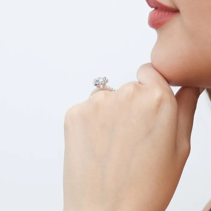 Rings BERRICLE Halo CZ Ring Set in Sterling Silver