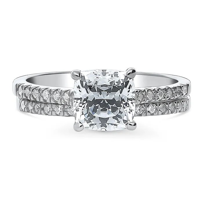 Rings BERRICLE Solitaire 2ct Cushion CZ Ring Set in Sterling Silver