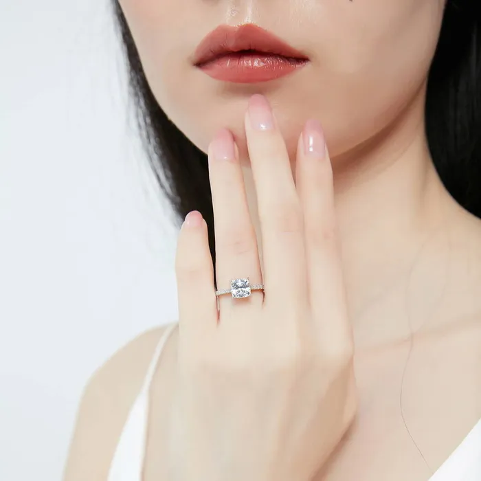 Rings BERRICLE Solitaire 2ct Cushion CZ Ring Set in Sterling Silver