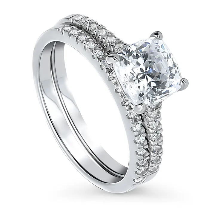 Rings BERRICLE Solitaire 2ct Cushion CZ Ring Set in Sterling Silver