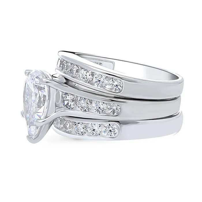 Rings BERRICLE Solitaire 3ct Pear CZ Ring Set in Sterling Silver