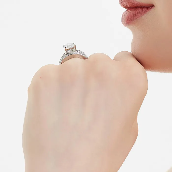 Rings BERRICLE Solitaire 3ct Pear CZ Ring Set in Sterling Silver