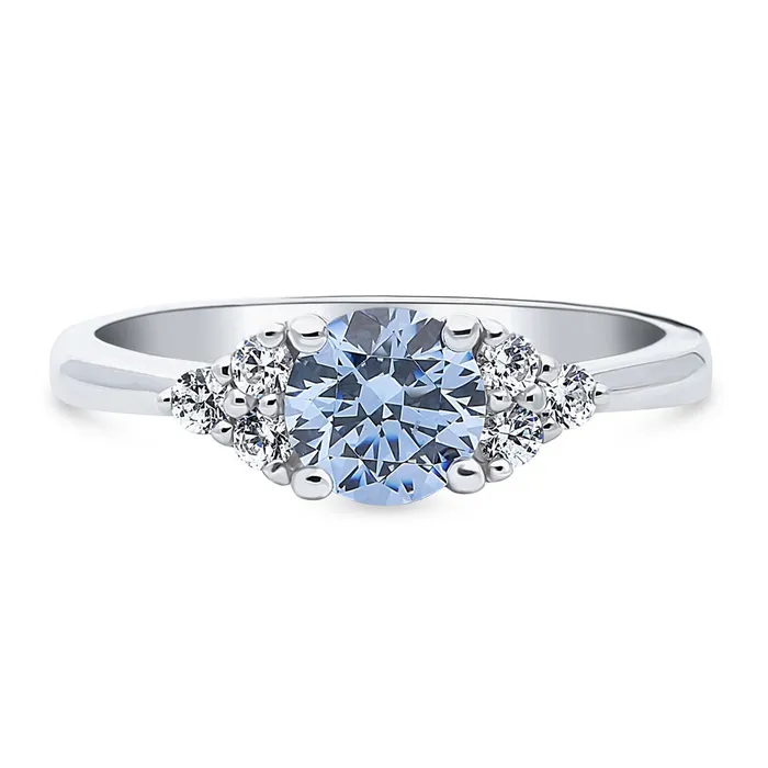 Rings BERRICLE Solitaire Blue CZ Ring in Sterling Silver 08ct