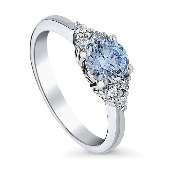 Rings BERRICLE Solitaire Blue CZ Ring in Sterling Silver 08ct