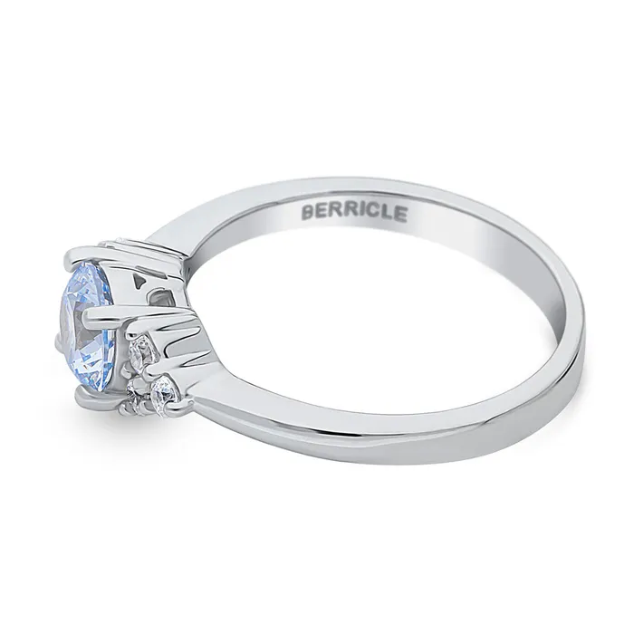 Rings BERRICLE Solitaire Blue CZ Ring in Sterling Silver 08ct