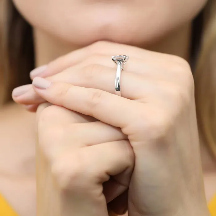 Rings BERRICLE Solitaire EastWest Emerald Cut CZ Ring Set in Sterling Silver