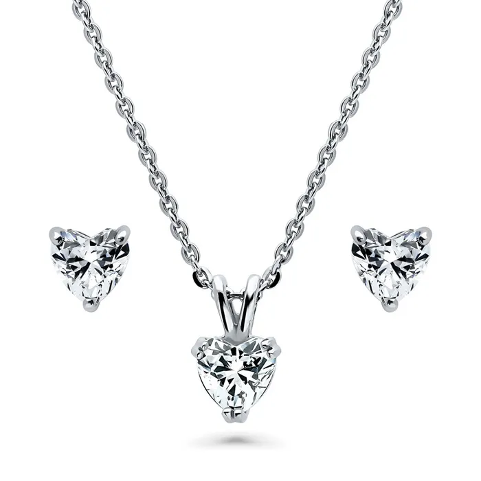 Rings BERRICLE Solitaire Heart Heart CZ Set in Sterling Silver