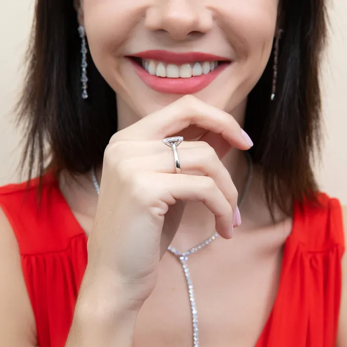 Rings BERRICLE Solitaire Wishbone 3ct Oval CZ Ring Set in Sterling Silver