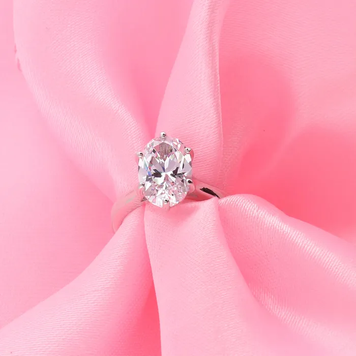 Rings BERRICLE Solitaire Wishbone 3ct Oval CZ Ring Set in Sterling Silver