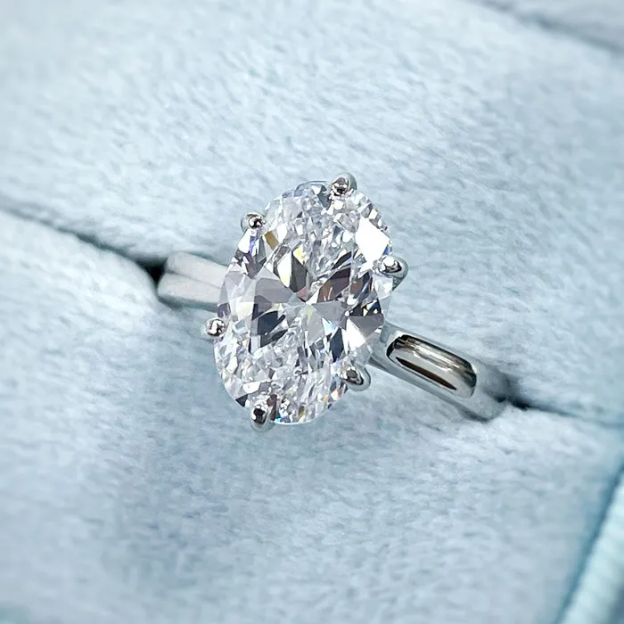 Rings BERRICLE Solitaire Wishbone 3ct Oval CZ Ring Set in Sterling Silver